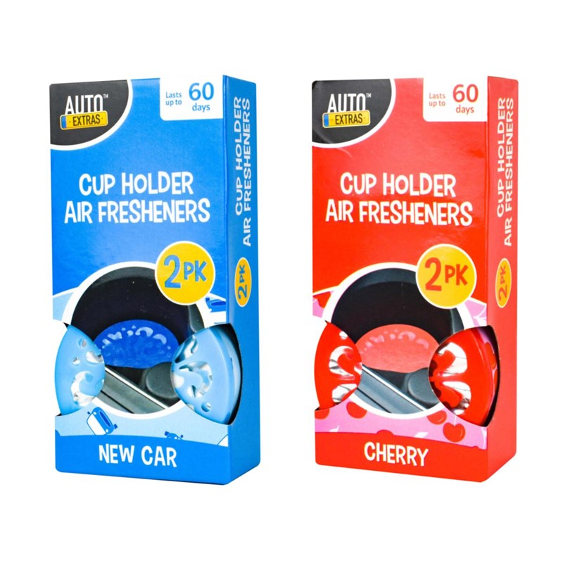 Car Cup Holder Air Freshener Pack of 2 Assorted Scents 322488 (Parcel Rate)