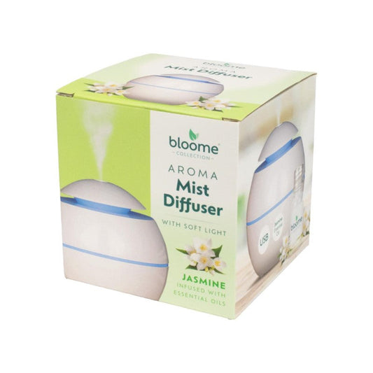 Bloome Aroma Round Mist Diffuser with Soft Light 200ml Jasmine 324597 (Parcel Rate)