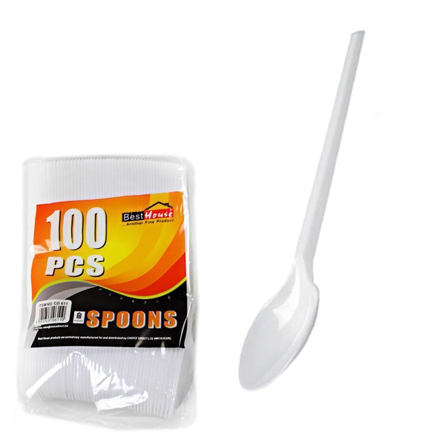 100 Pack Plastic Disposable Party Spoons AP1010 (Parcel Rate)P
