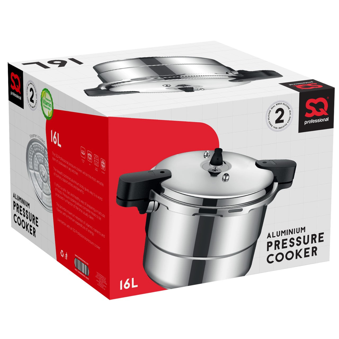 SQ Professional Aluminium Pressure Cooker 16 Litre 10572 (Big Parcel Rate)p