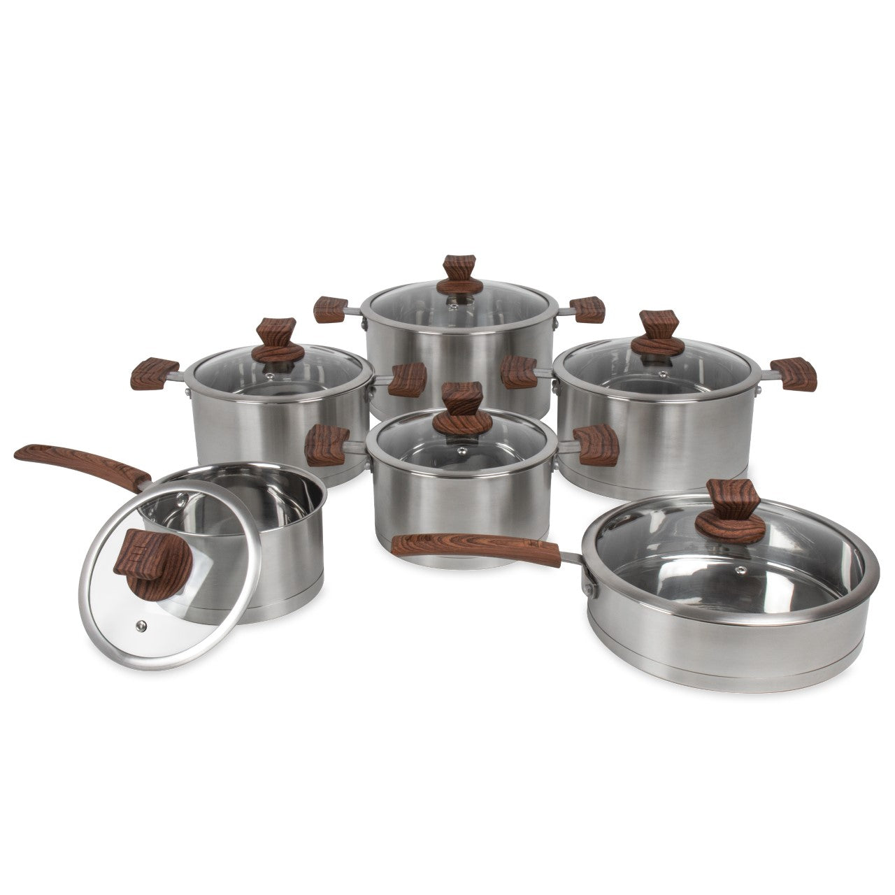 SQ Professional Lustro Touch Stainless Steel Cookware Set of 6 Brown 9965 (Big Parcel Rate)