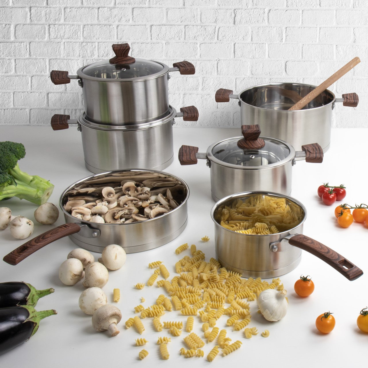 SQ Professional Lustro Touch Stainless Steel Cookware Set of 6 Brown 9965 (Big Parcel Rate)