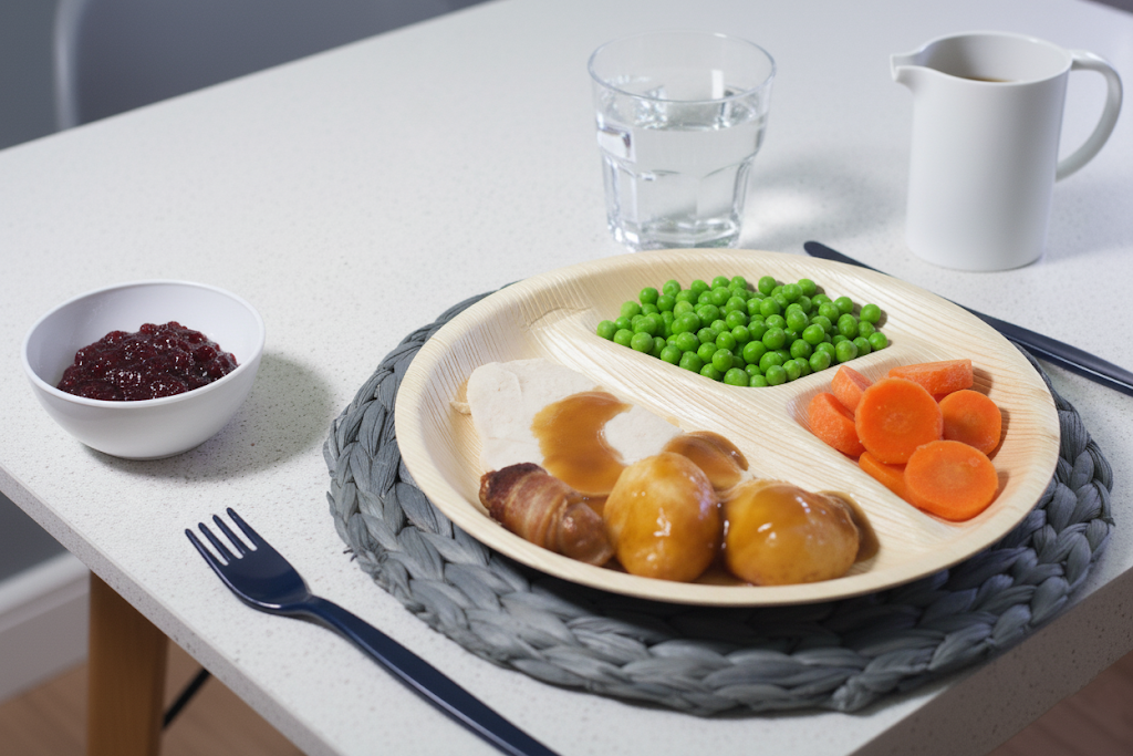 Biodegradable Disposable Round Areca Palm Leaf 3 Compartment Plates 10" Pack of 10 EC0430 (Parcel Rate)