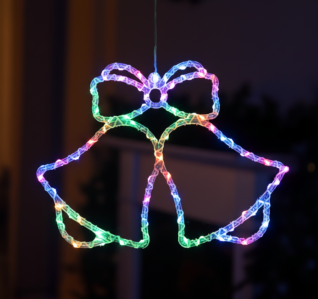 Christmas Hanging Plastic Light Up Indoor Window Decoration Christmas Bells Design 32cm Assorted Light Colours 8080 (Parcel Rate)