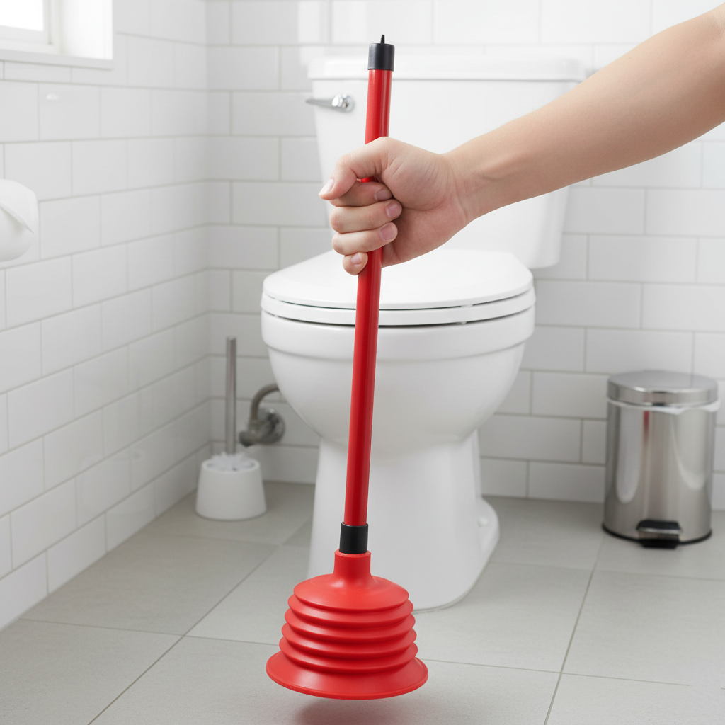 Rubber Bathroom Toilet Plunger 14 x 50 cm Assorted Colours 6851 (Parcel Rate)