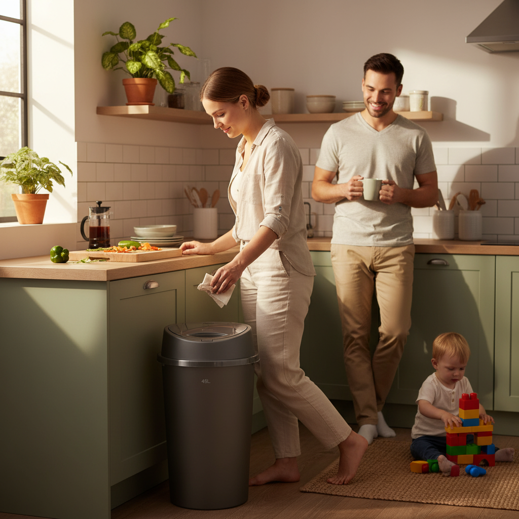 Plastic Round Kitchen Bin 50 L LL5124 (Big Parcel Rate)p